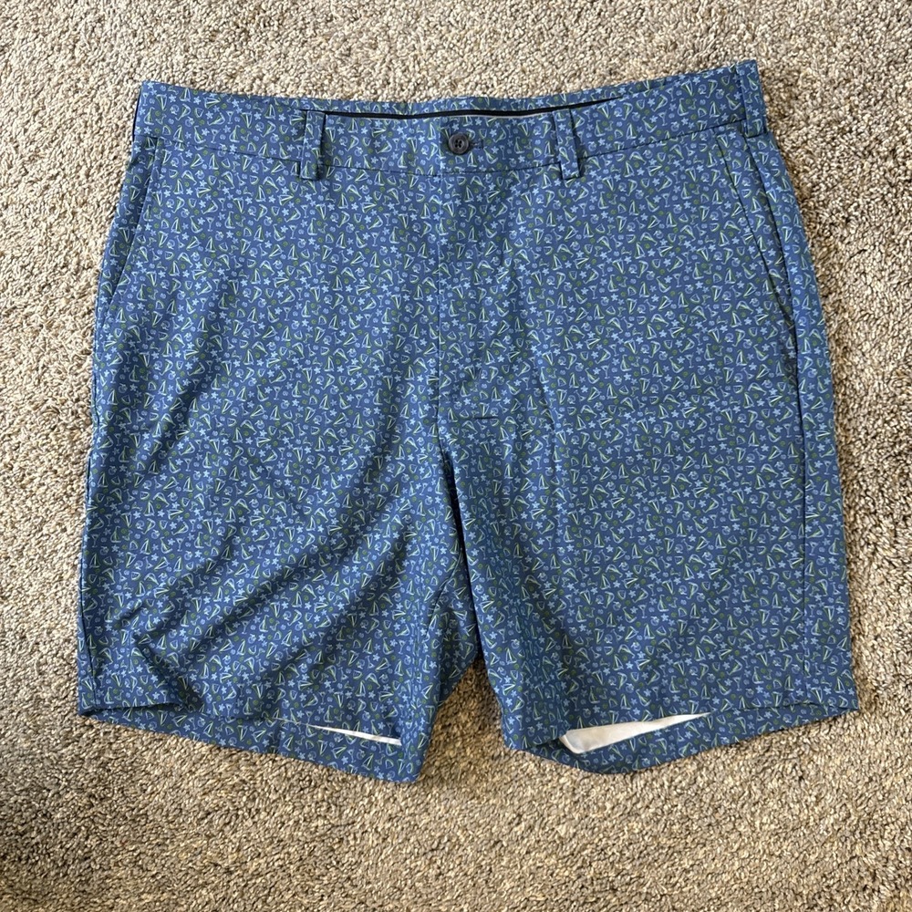 PGA Tour Men's Golf Shorts Sailboat Print Blue 8" Inseam‎ Size 38